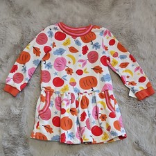 Mini Boden Girls 3-4Y Multicolor Fruit Knit Fit Flare Knee Dress Long Sleeve