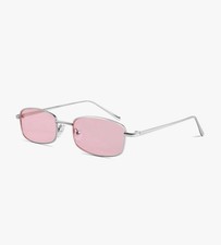 FEISEDY Vintage Slender Square Sunglasses Retro Small Metal Frame Candy Colors.