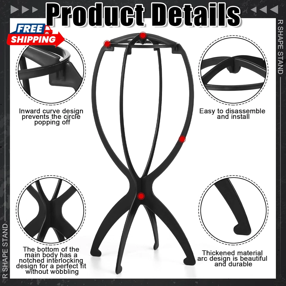 Pacote com 2 suportes de peruca com 2 peças bolsa de pó de peruca, suporte de cabeça de peruca de viagem para mulheres  - Imagem 4 de 4