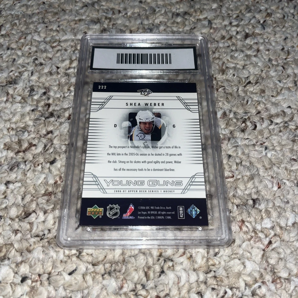 2006-07 Upper Deck Series 1 Shea Weber Young Guns Rookie #222 SCGA Gem MT 10 - Image 2 of 2