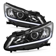 Vrc For 16-17 Honda Accord Halogen W Led Drl Headlights Assembly Pair 2016 2017
