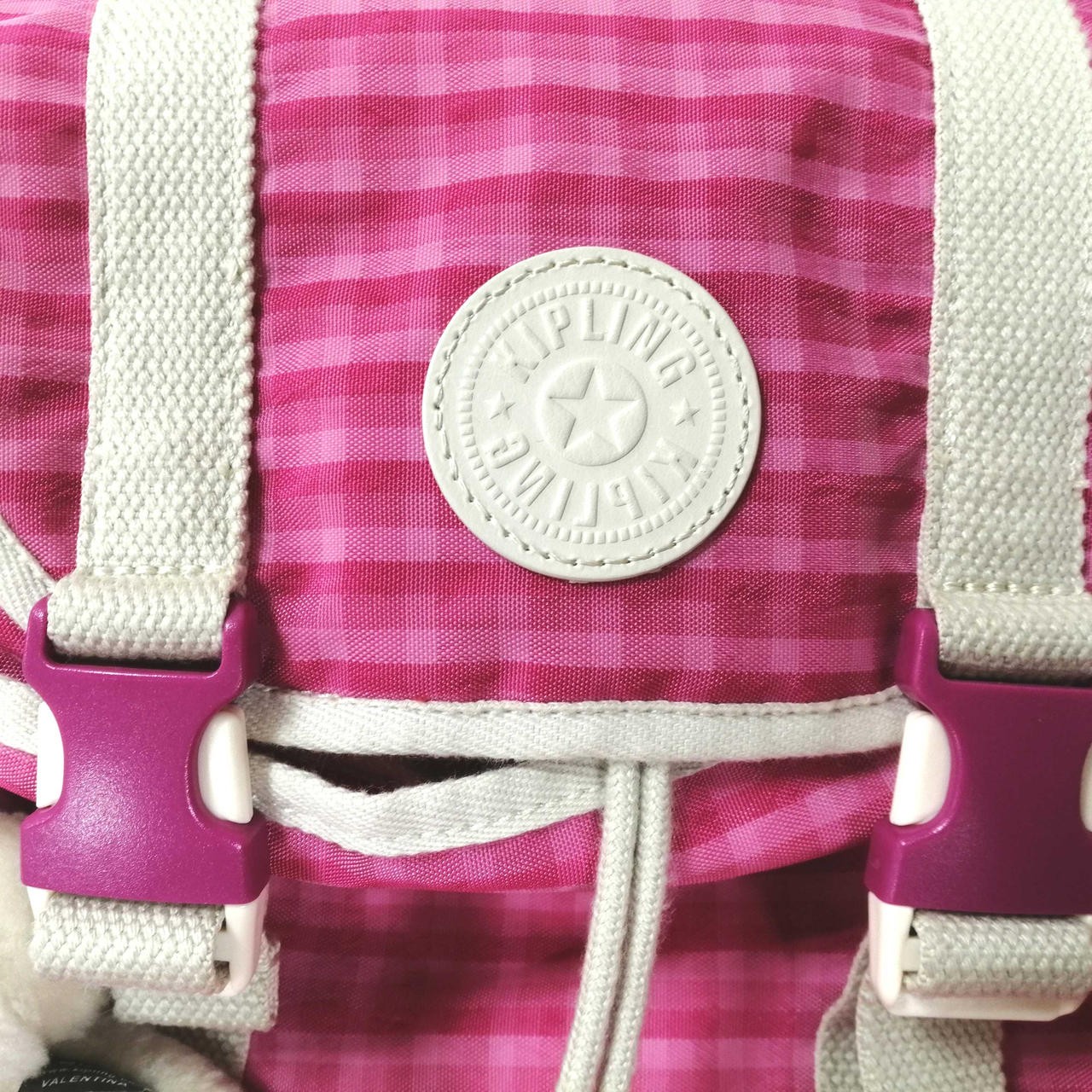 Check Pattern Backpack Kipling Model Pink Slightl… - image 8