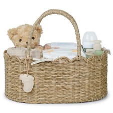Diaper Caddy Organizer, Seagrass Nursery Baby Basket for Baby Essentials, Sca...