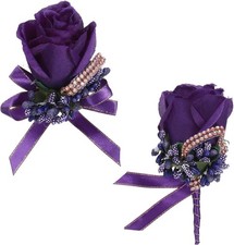 uxcell Wrist Corsage and Boutonnieres Set Handmade Corsages for Wedding, Deep