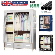 Portable Clothes Wardrobe Closet Storage Cupboard Dust Proof Rack With 3 Drawers