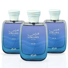 Hawas Ice Eau de Parfum Spray 100ml 3.4 oz by Rasasi Pack of 3 