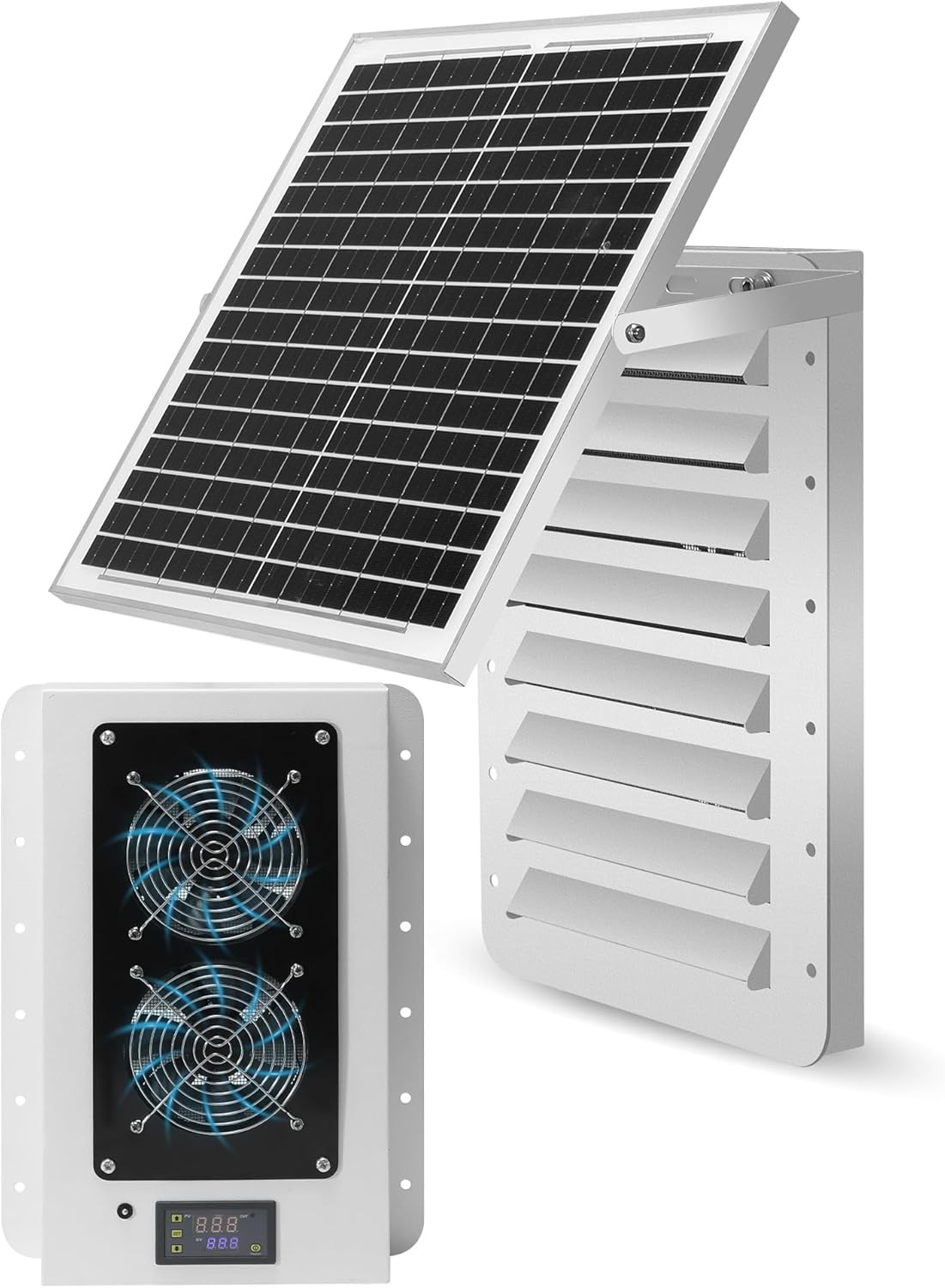 Shipping Container Solar Vent Kit,with 25W Foldable Panel & Thermostat
