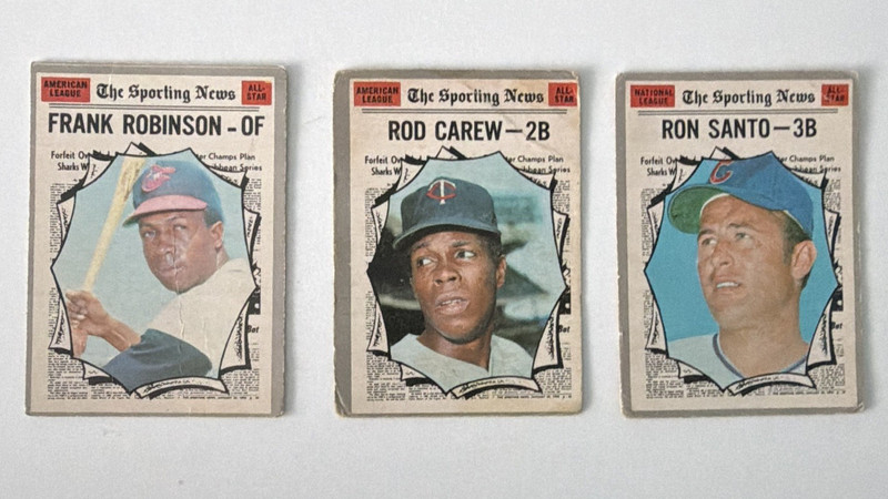 Vintage Topps 1969 Sporting News All-Star 3-Card HOF Lot Robinson Carew Santo