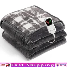 Heated Blanket Electric Dual-Sided Flannel Sherpa 10 Heat Settings Washable New