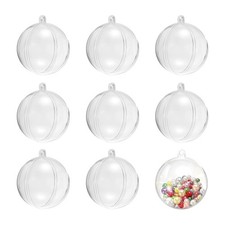10Pcs Round Clear Fillable Balls Ornament with No Hole Pearl, 2Inch Hanging