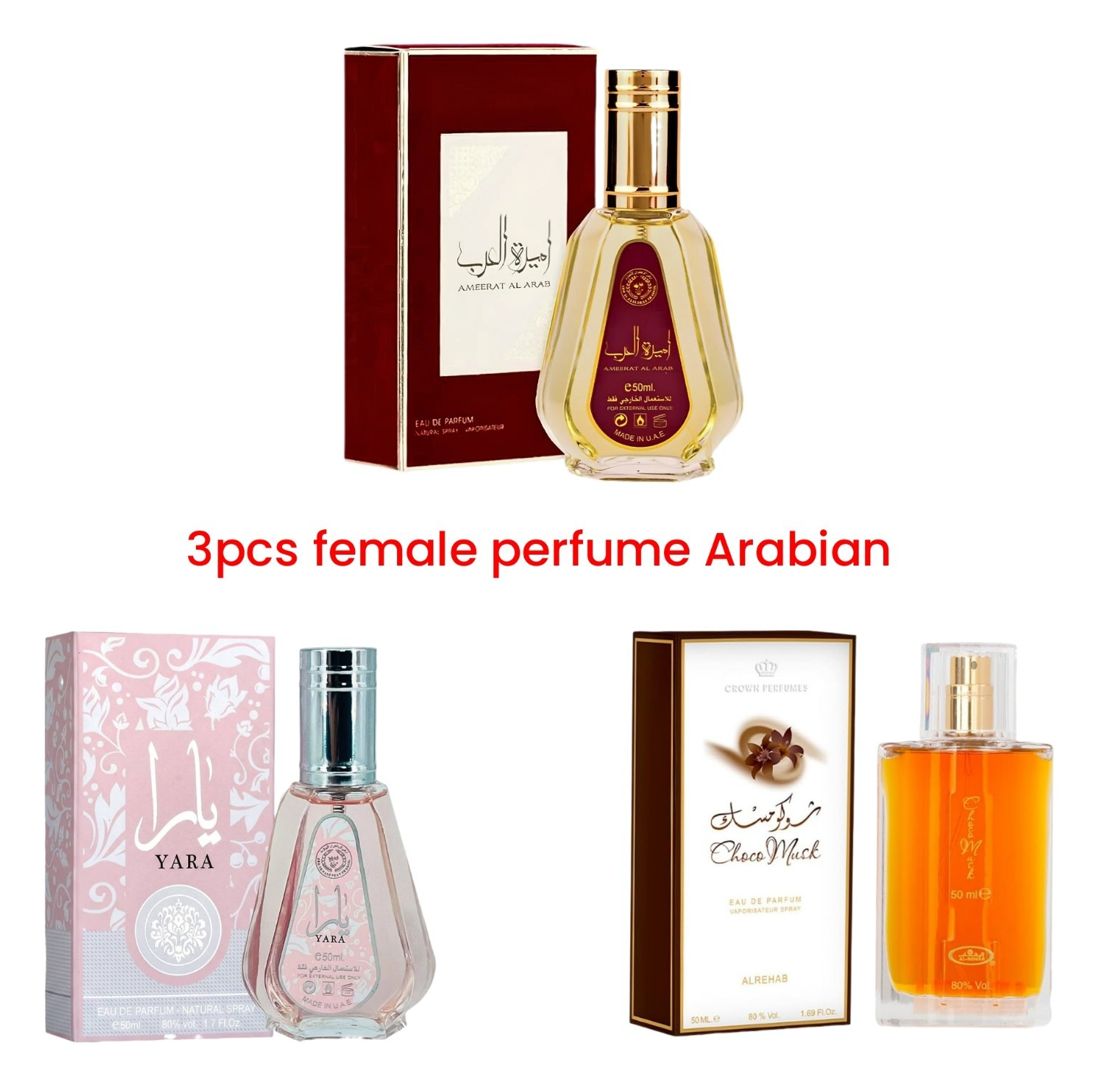 Mixed Brands Ameerat Al Arab Yara Choco Musk Eau de Parfum 50ml Set of 3