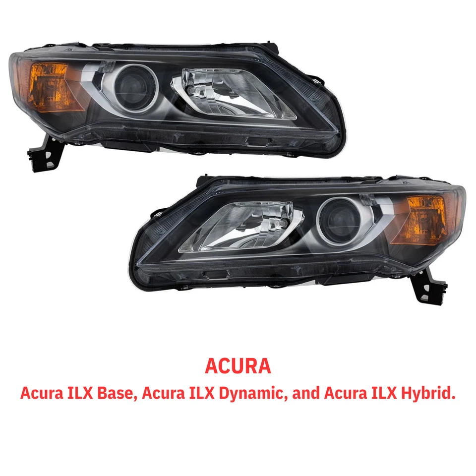 Conjunto de conjunto de faróis dianteiros ACURA ILX 2013-2015 halogênio destro e esquerdo | Base, híbrido - Imagem 2 de 4