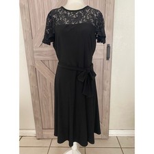 Lauren Ralph Lauren Lace trim Georgette cocktail dress 12