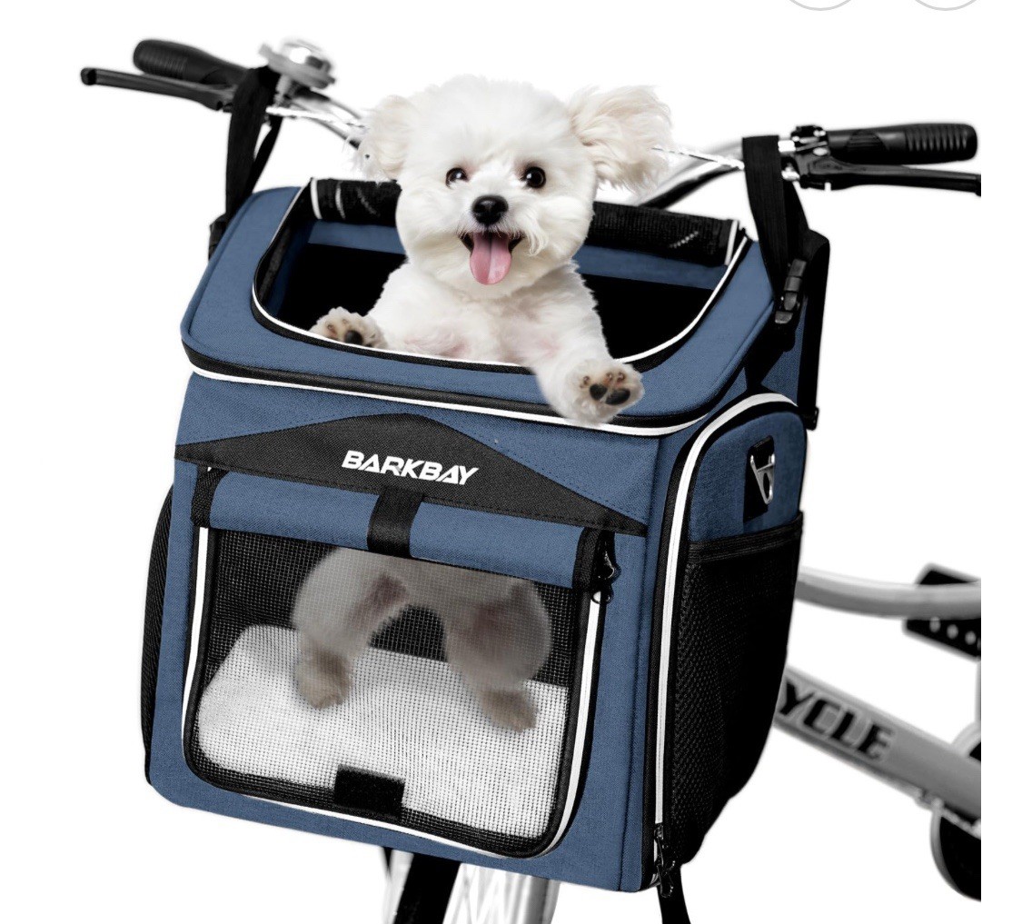 Dog Bike Basket Carrier, Expandable Foldable Soft-Sided Dog Carrier, Open  Door