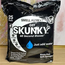 Skunky No Rinse Bathing Wipes, Cleans Without a Shower, Fast & Easy, 25 Count