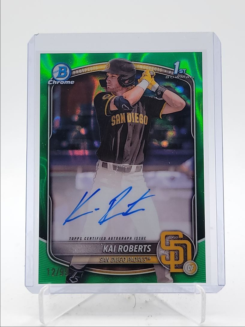 KAI ROBERTS 2025 BOWMAN CHROME 1ST GREEN LAVA REFRACTOR AUTO /99 Q4496