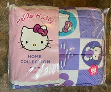 Juego de funda de almohada edredón reversible a rayas retazos Hello Kitty Y2K