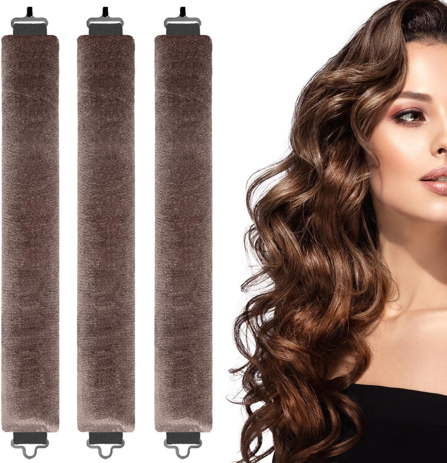 3PCS Heatless Curlers, No Heat Overnight Curls for Long Hair