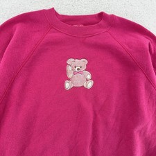 Vintage Teddy Bear Embroidered Crewneck Sweatshirt Medium Pullover 90s