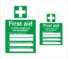 First Aid Sign - In the event of an accident information - A4 A5 1.2mm PVC