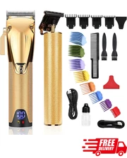 Men Hair Clippers Beard Trimmer Cordless Electric Shaver with LED Ceramic Blade