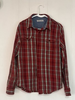 Outerknown Men's Medium Red Plaid Organic Cotton Flannel Button-Up Shirt
