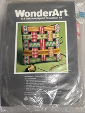 WonderArt #6952 'Ribbons' Needlepoint Pincushion Kit 4x4" NOS