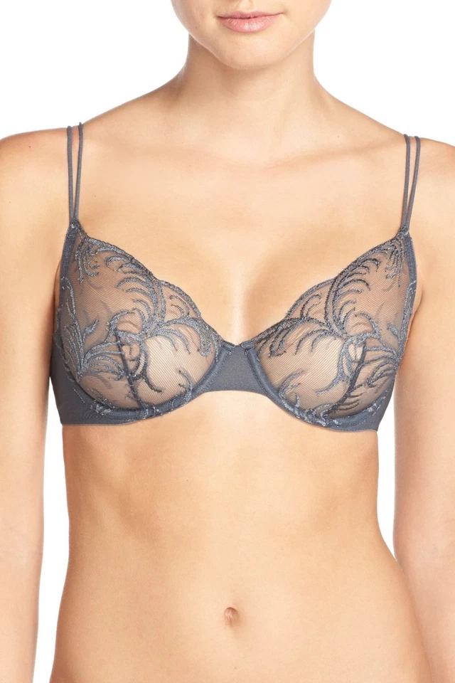 Sujetador La Perla Etiqueta Negra ZEPHYRA Grigio Gris Encaje y Tul Nylon UW 36B y Calzoncillo M Foto 4 de 4