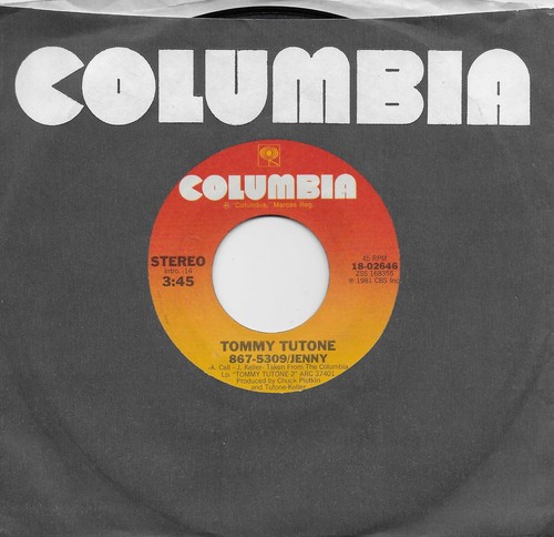 TOMMY TUTONE 867-5309/Jenny / Not Say Goodbye original 45
