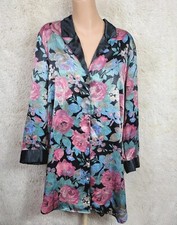 Vtg Gold Label Victoria's Secret Size M Button Up Nightgown Short Floral K