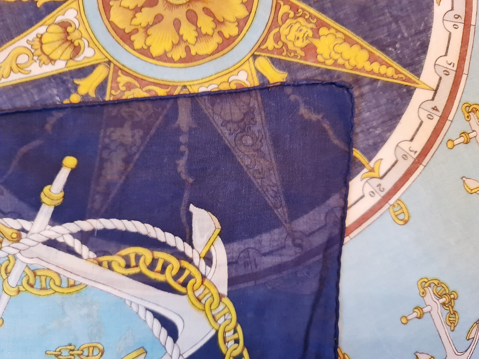 SCARF VINTAGE AUTHENTIC SWITZERLAND KREIER NAUTICAL ART COTTON 25