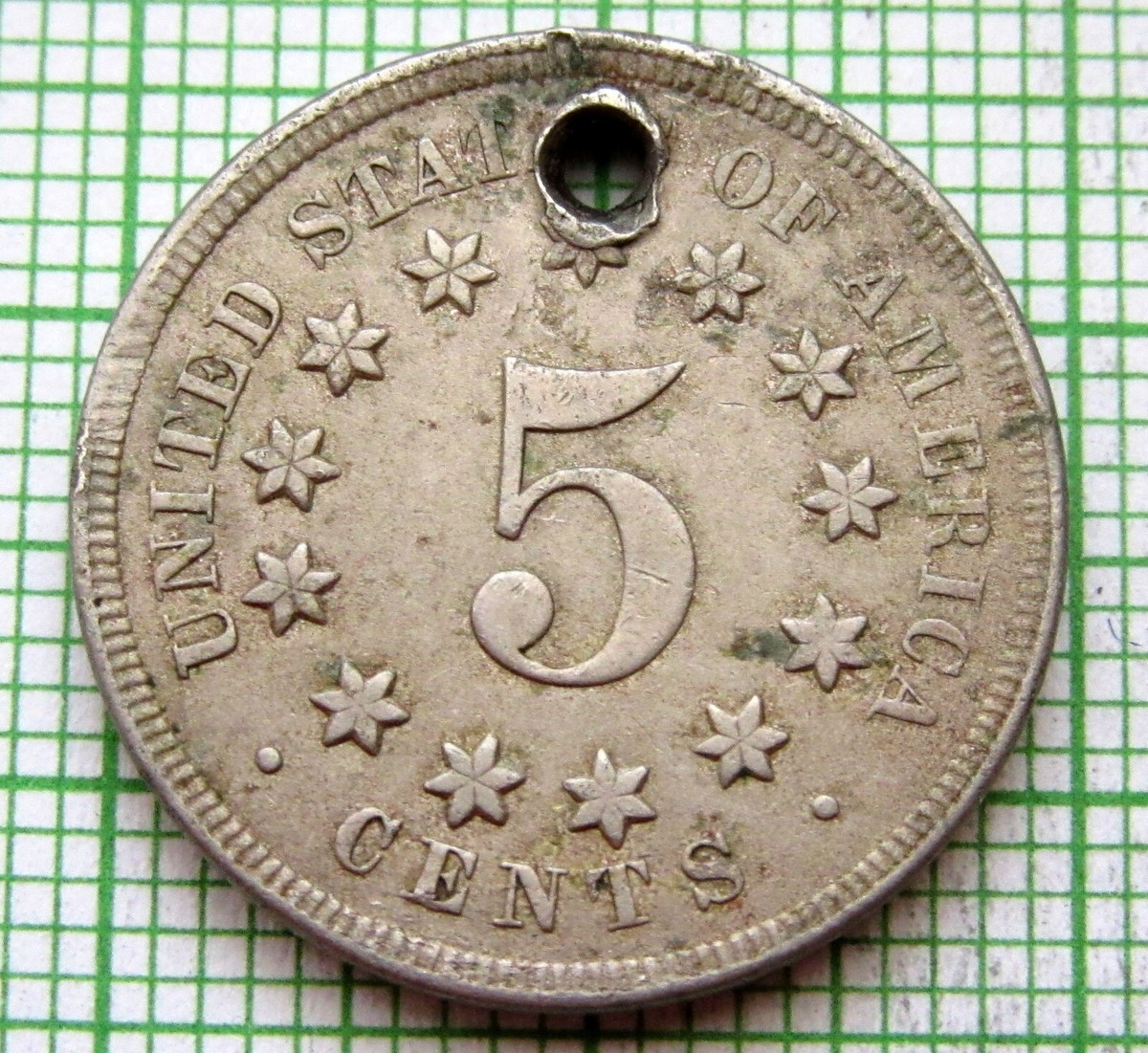 UNITED STATES 1867 ? 5 CENTS - SHIELD NICKEL, HOLED | eBay