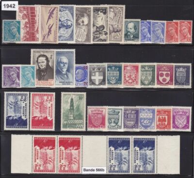France Stamp Year Fully 1942, 36 Stamps New Xx Luxury, Value