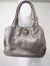 Kate Spade New York Pebbled Shimmering Silver Leather Buckle Closure Hobo Bag