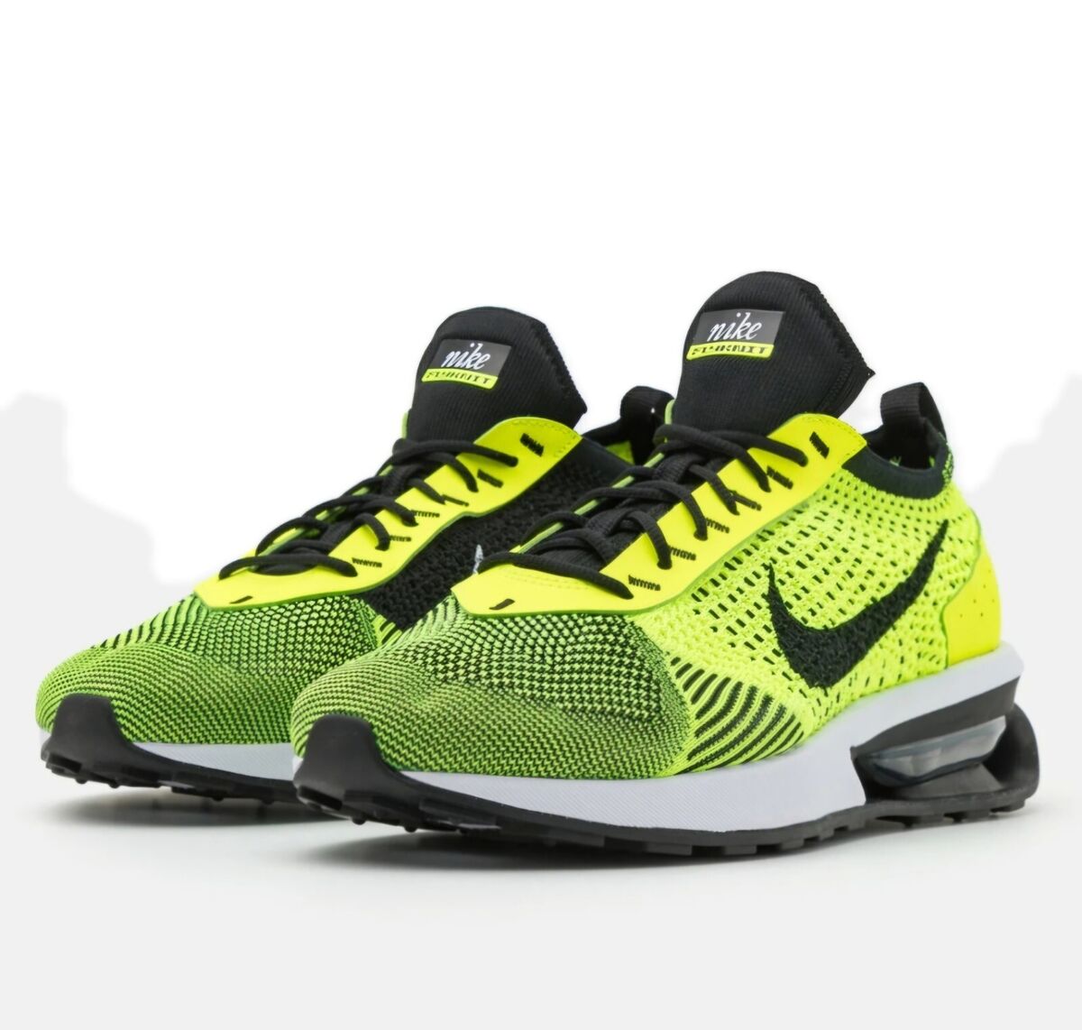 Nike Air Max FlyKnit Racer Running Men's Volt Black White Nike Air Max FlyKnit Racer Running Men's Volt Black White