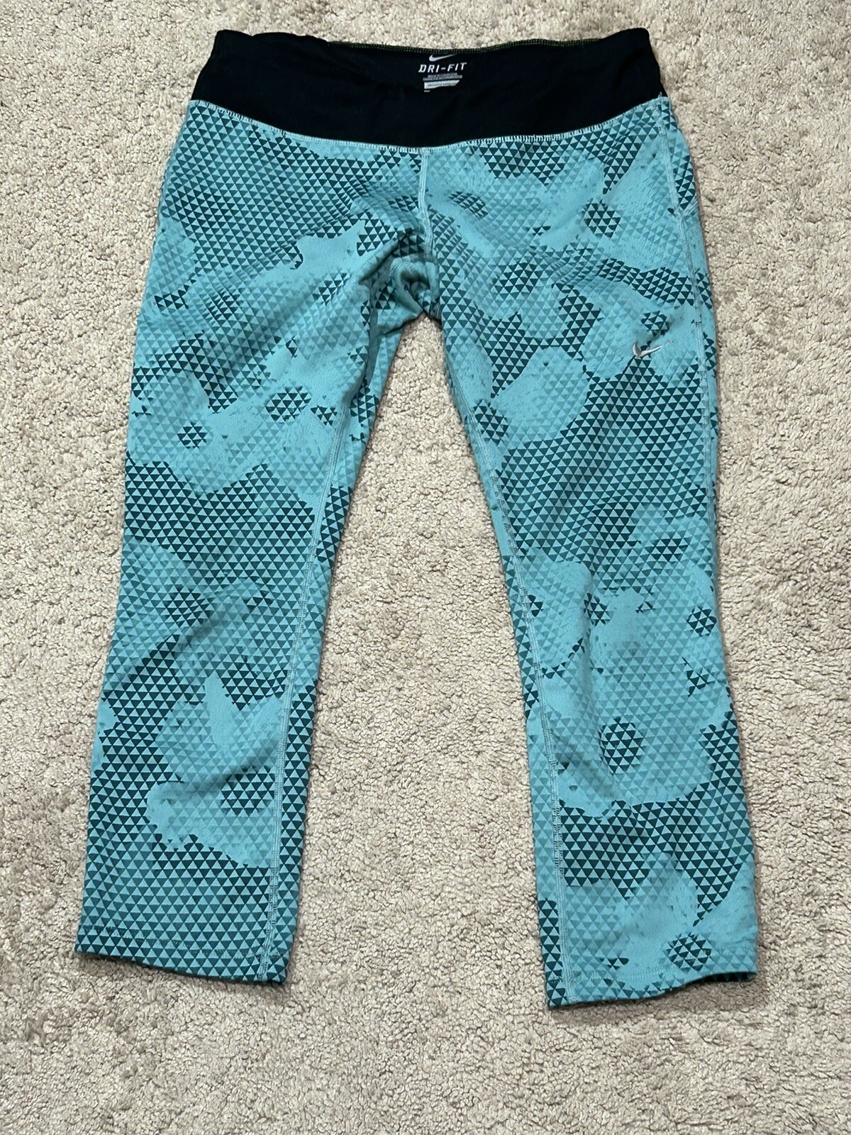 Nike Womens Leggings Sz Medium Multicolor Geometric Print Dri-Fit Stretch