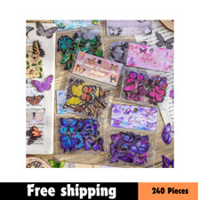 Butterfly Scrapbook Sticker Set, 240 Pieces PET Flower Stickers for Scrapbooking