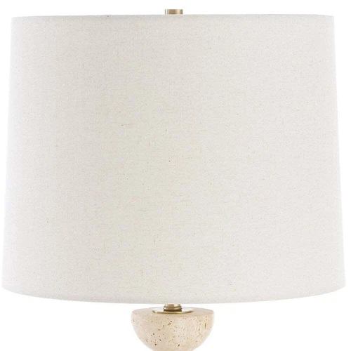 HEMISPHERE COMTEMPORARY BUFFET TABLE LAMP BRUSHED BRASS WITH TRAVERTINE 30481 - Picture 4 of 6