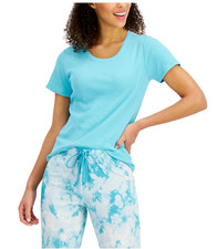 JENNI Intimates Ribbed Knit T-Shirt sz XS X-Small Turquoise Sea Sleepwear PJs
