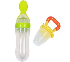 VBaby Baby Food Feeder Baby Teething Toy Silicone Teether Pacifier Spoon Bottle