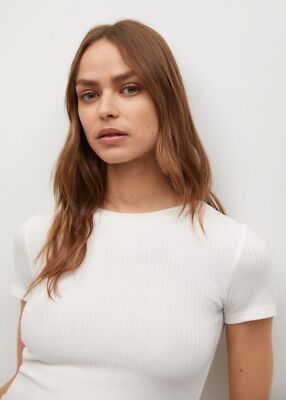 Mango Damen-T-Shirt Crossover-Rücken UK-Größe 6 (XS) UVP: 17,99 £ neu mit Etikett