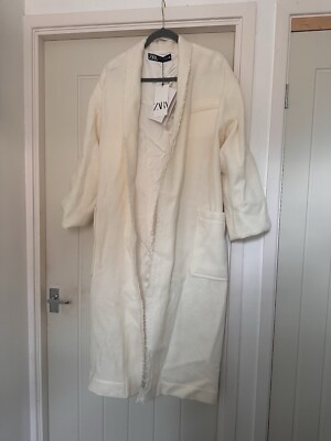 Zara Women's White Wool Coat Size XS-S UK