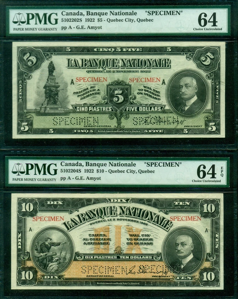 Canada Banque Nationale 1922  $5 - $100 Specimen Set of 5 notes PMG 40-64 - Image 3 of 4