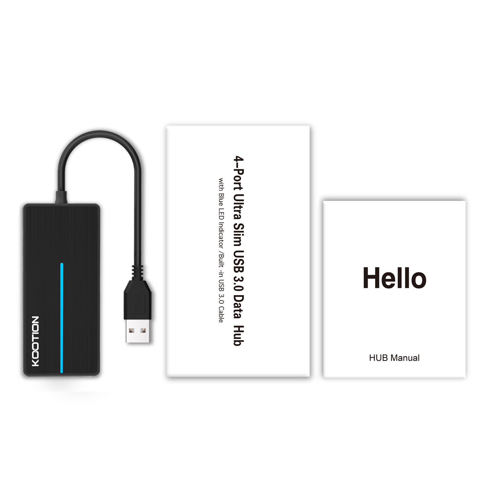 Hub USB 3.0 Slim de 4 puertos tipo A, adaptador de transferencia y lector con cable para laptop, marca KOOTION, imagen 7