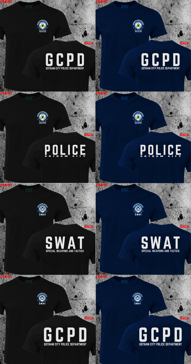 New Batman Gotham City Police Department SWAT GCPD logo T-shirt HQ