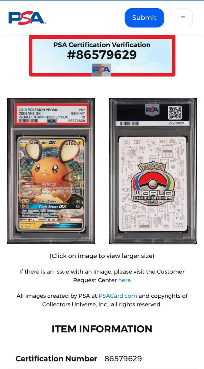 2019 DEDENNE 57/214 WORLD CHAMPIONSHIP PROMO POKEMON PSA 10 2019 DEDENNE 57/214 WORLD CHAMPIONSHIP PROMO POKEMON PSA 10