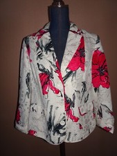 Chico s Embellished Floral Silk Blend Textured Lined Blazer Jacket Size 1 M