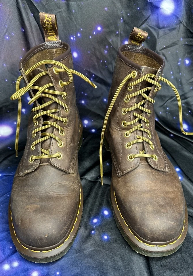 Botas de Cuero Dr. Martens Hombre AZTECA MARRÓN CABALLO LOCO Talla 9M Ligeramente Usadas Foto 4 de 4