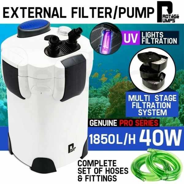 Protege Aquarium Filter Pump UV Light External Canister Fish Tank