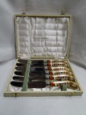 Royal Crown Derby Old Imari: Boxed Set of Six Tea / Butter Knives, 7 1/4'' Long